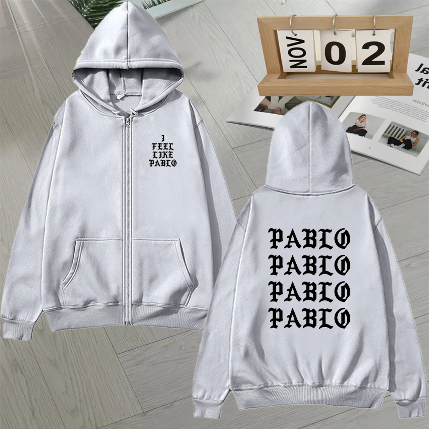 2025 I Feel Like Paul Pablo Kanye West Double Sided Print Zipper Hoodie Men Women vintage Autumn Winter Zip Up Sweatshirt Unisex