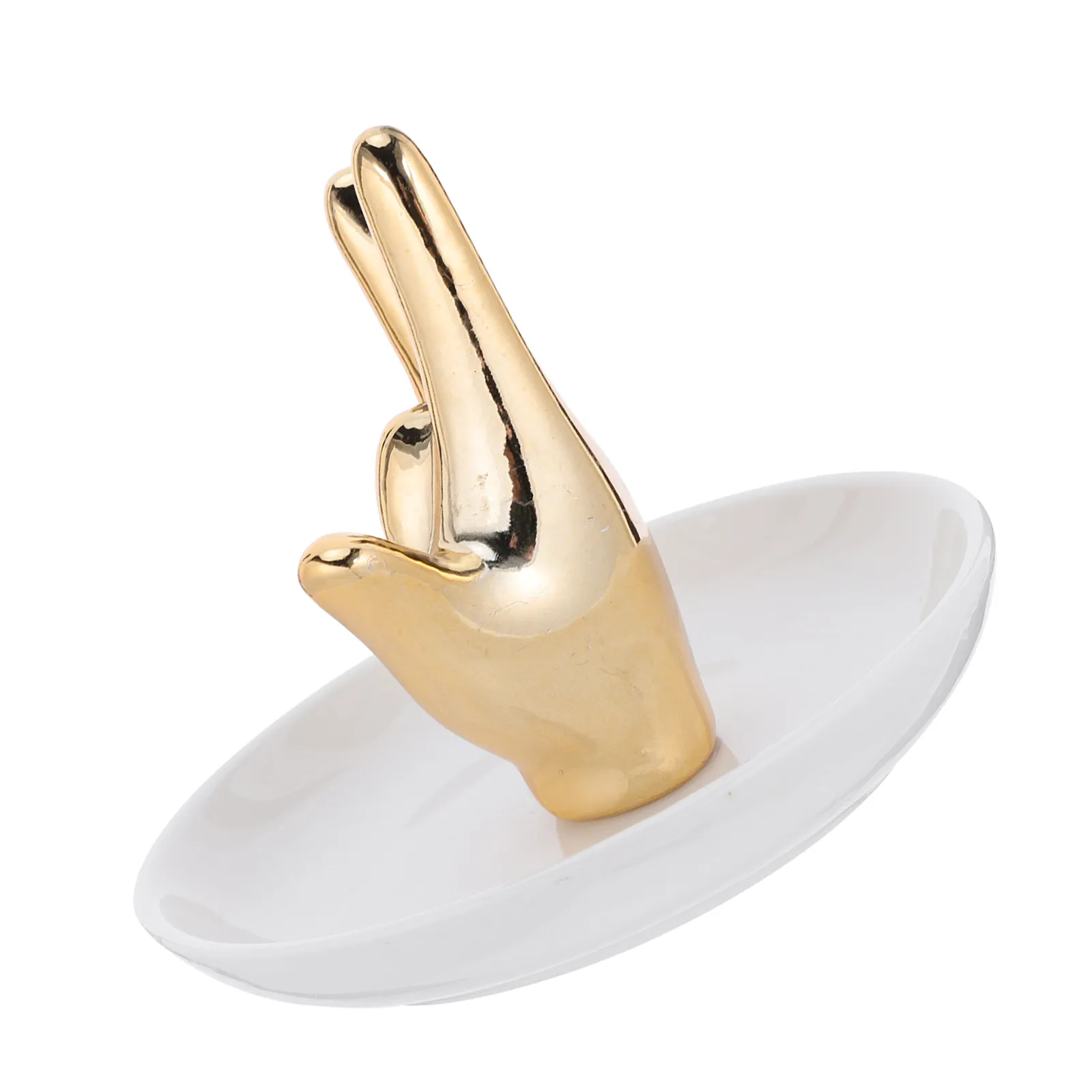 Ceramic Hand Ring Holder Dish Rock Gesture Jewelry Organizer Trinket Tray for Rings Earrings Necklace Wedding Display