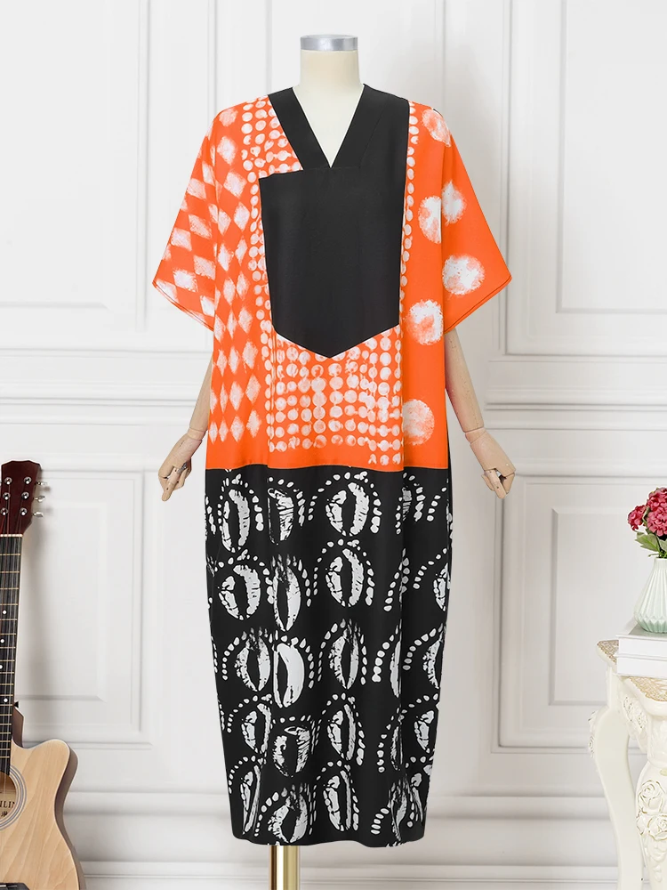

VONDA Women Party Maxi Dress Vintage Printed Vetidos 2025 Summer 3/4 Sleeve Bohemian Patchwork Robe Femme Casual Loose Sundress