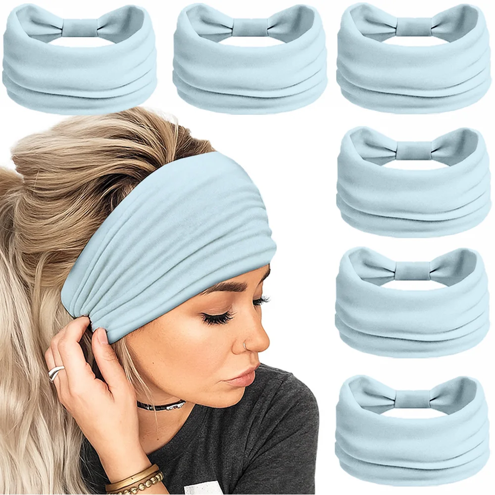 0144 Women's Hair Band Hair Band Claw-shaped Elastic Hair Band Wide and Thick Women's Sports Hair Band Women's Hair Band 6ps