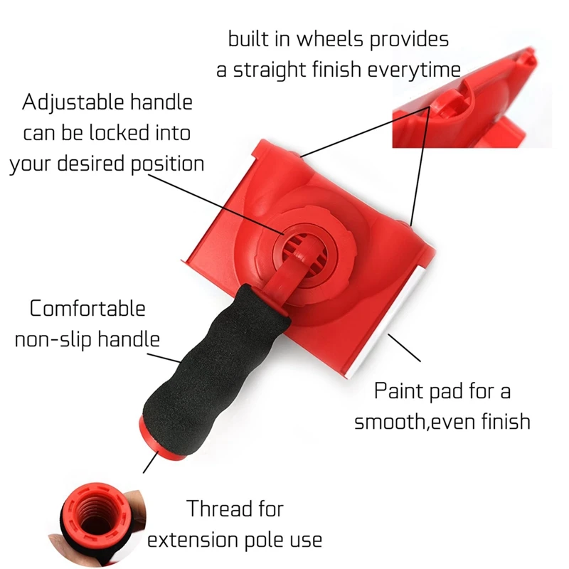 Durable Rotatable Handle Paint Edger, 4 Substituição Pads Recargas, Ferramenta Rápida Fácil para Paredes Canto Pintura