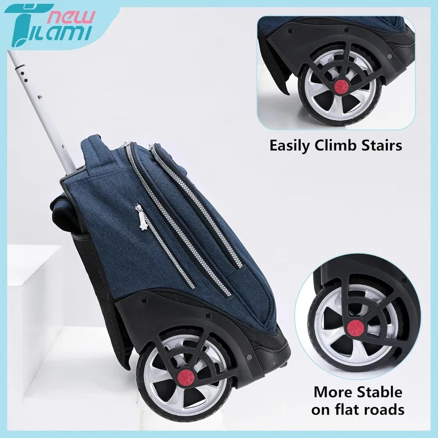 جديد TILAMI 19 بوصة المتداول على ظهره المراهقين المتداول على ظهره لطيف بعجلات محمول على ظهره حقيبة الكتب الأسطوانة حقيبة سفر كلية البحرية #3