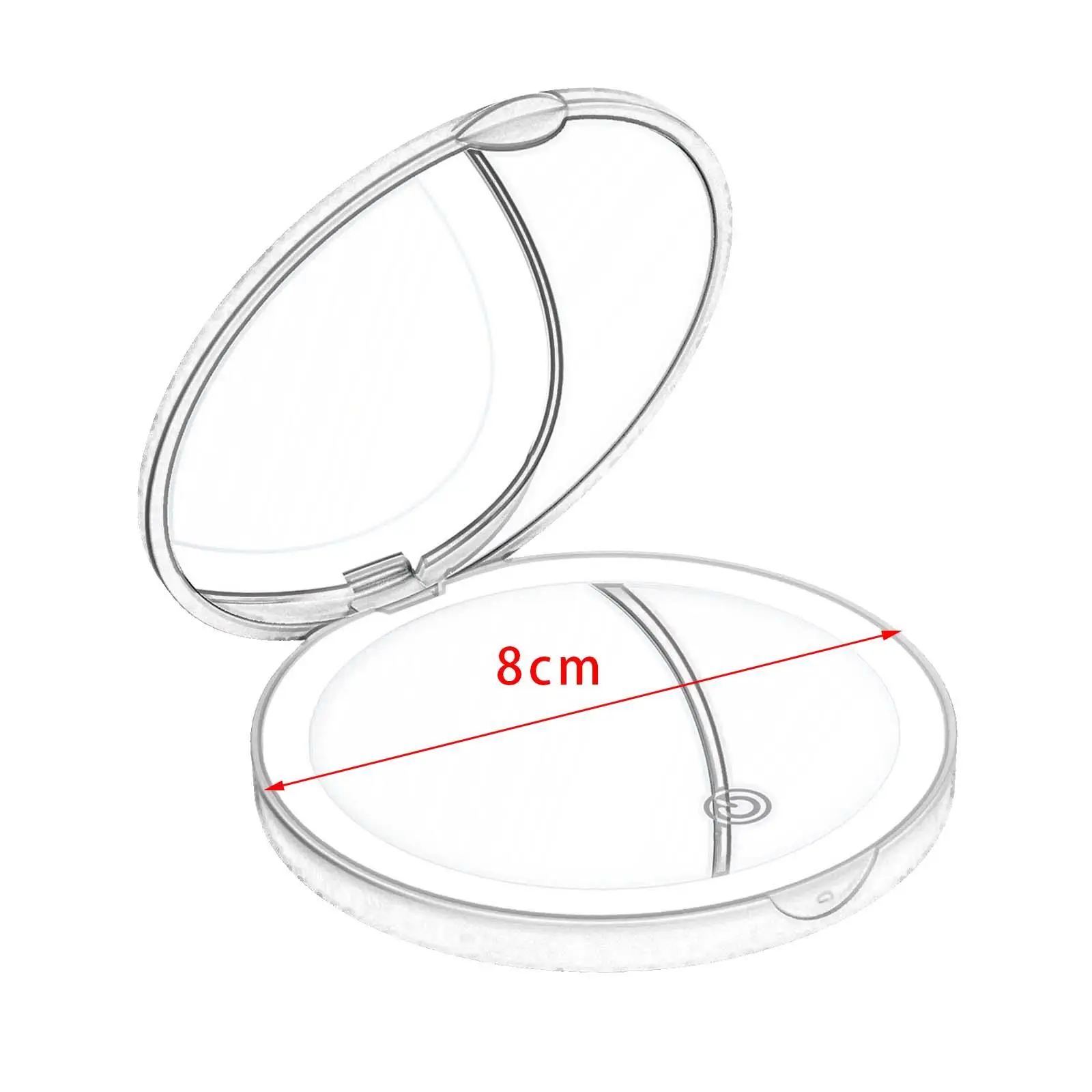 LEDライト付きトラベルメイクアップミラー,2倍倍率,コンパクト,ポータブル