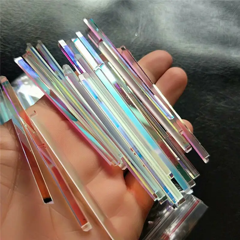 30pcs Defective Long Optical Glass Prism 7.2cm Length Colorful Crafts Decorative Prism Rainbow Strip Prism