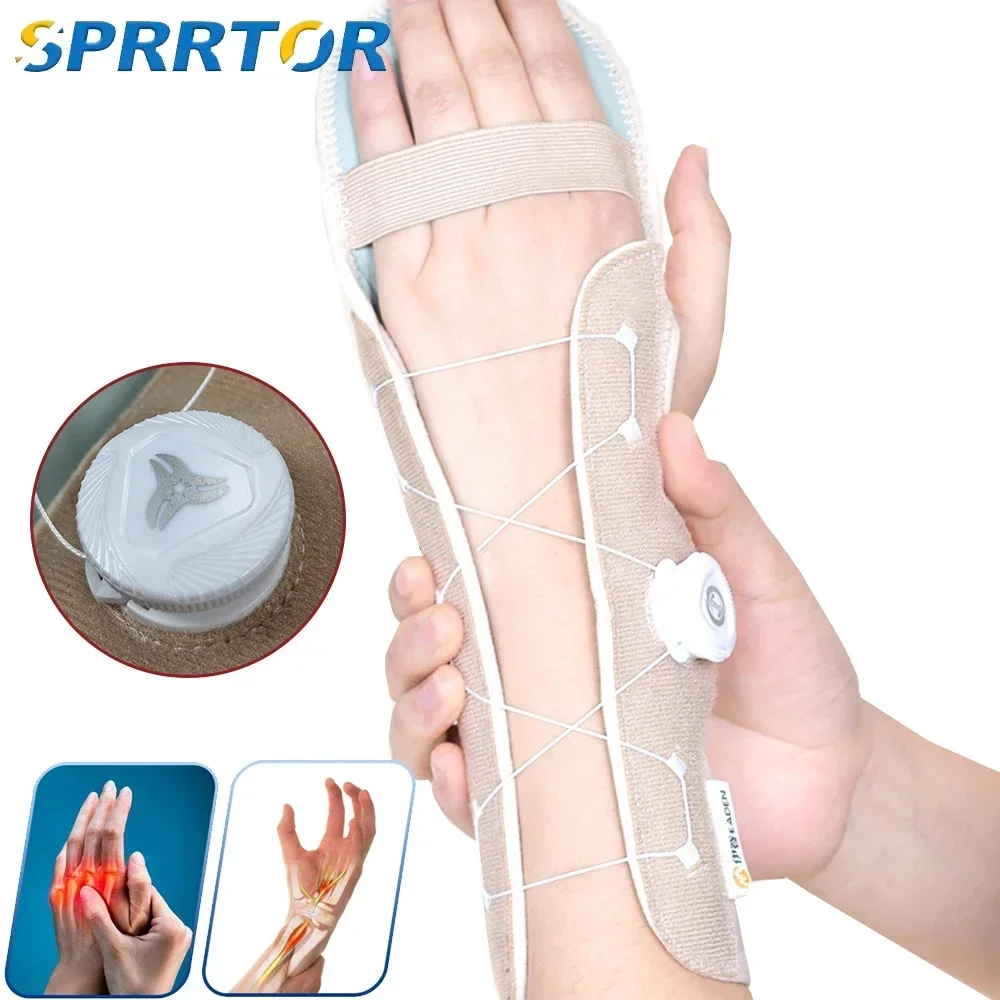 1PC Resting Hand Splint with Adjustable Knob,Night Immobilizer with Removable Splints for Pain Relief,Hand&Wrist Brace