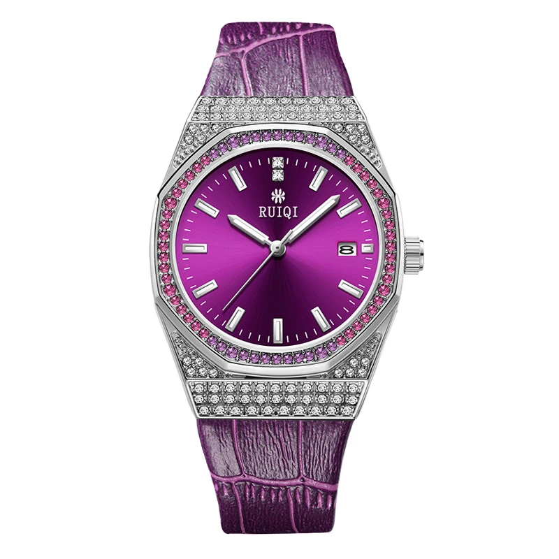 New Style Violet High-End Ladies Wrist Watch Luxury Diamond Waterproof Luminous Women's Watch