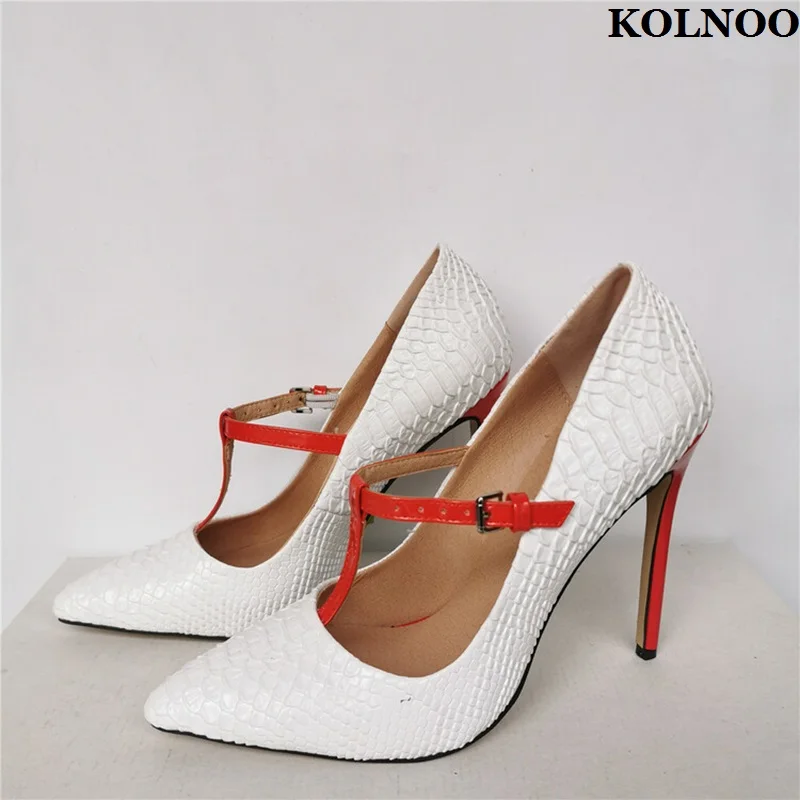 

Kolnoo Handmade Real Pictures Women's Stiletto Heels Pumps T-strap Fish-style Summer Shoes Evening Party Prom Fashion Club Shoes