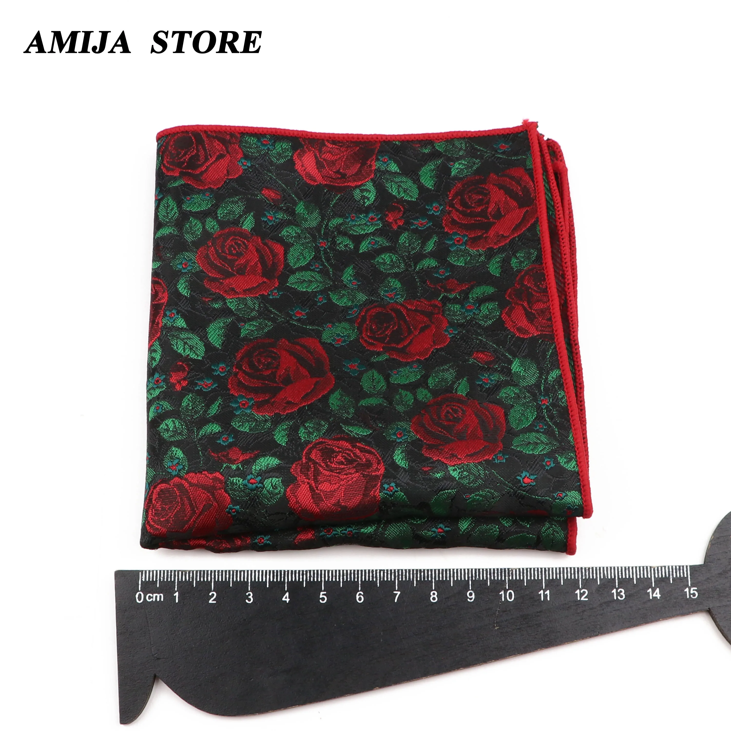 Hot Floral Handkerchief Rose Print Pocket Square For Women Men Wedding Party Hankie Daily Suit Gift Tuxedo Office Tie Accessorie