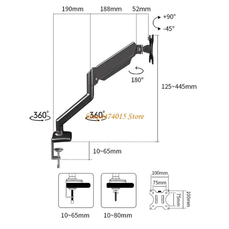K1AA HEADE MOUNDAL TROWSE ARM MOUNT لمدة 17 إلى 32 بوصة شاشة 360 درجة