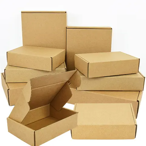 5Pcs Multi Size Brown Kraft Paper Gift Box Christmas Cookies Candy Packaging Box Wedding Gifts For Guest Handmade Soap Wrapping