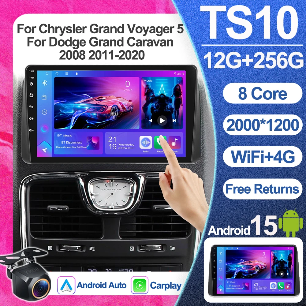 

Автомагнитола Android 16 для Chrysler Grand Voyager 5, Dodge Grand Caravan 2008, 2011-2020, мультимедийный видеоплеер, GPS, Wi-Fi