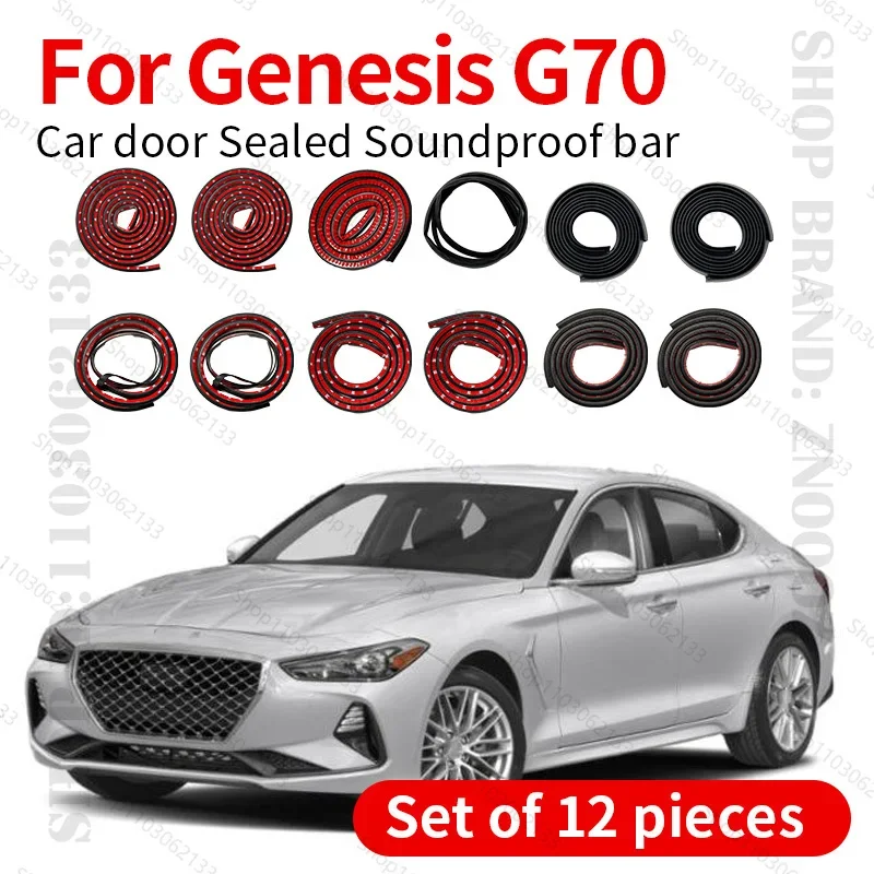 

For 2017-2025 Genesis G70 Car Door Seal Strip Rubber Double Layer Sealing Protector Soundproof Dustproof Seal Strip 12PCS Set