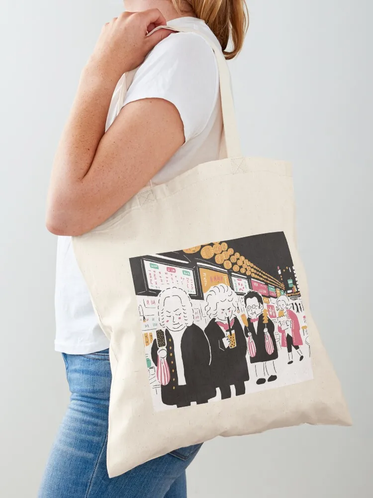

Mozart Schubert Beethoven Bach Tote Bag large size bags supermarket folding bag great bag shoping