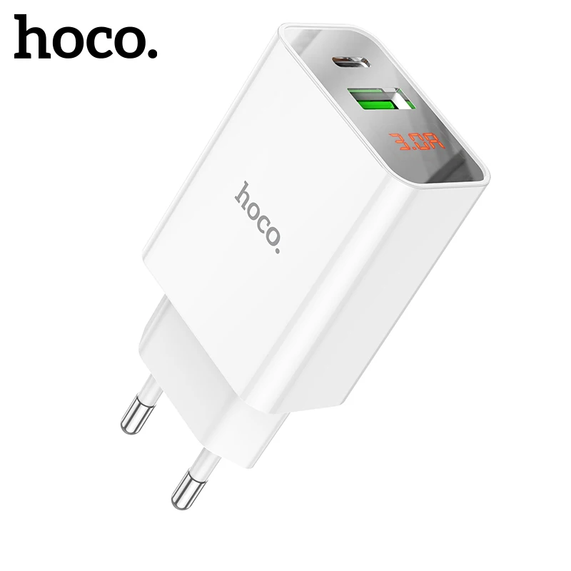 Hoco PD20W QC3.0 Typc USB EU Charger Fast Charging Adapter For iPhone 13 12 Pro Max LED Display 3A Phone Charger For Samsung S21