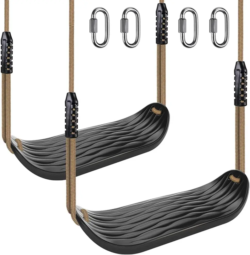 

Non-Slip Plastic Swing Seat with Adjustable Rope and Carabiners, Heavy Duty Playground Accessories for Kids Indoor Outdoor Use