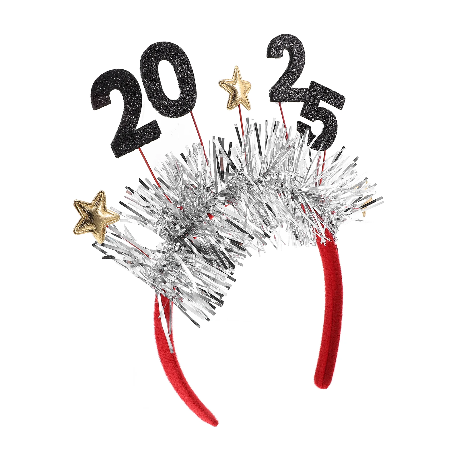 

2025 New Year Headband Glitter Adult Party Supplies Golden Tinsel Photo Booth Props Women Hair Band Decorative Headdress
