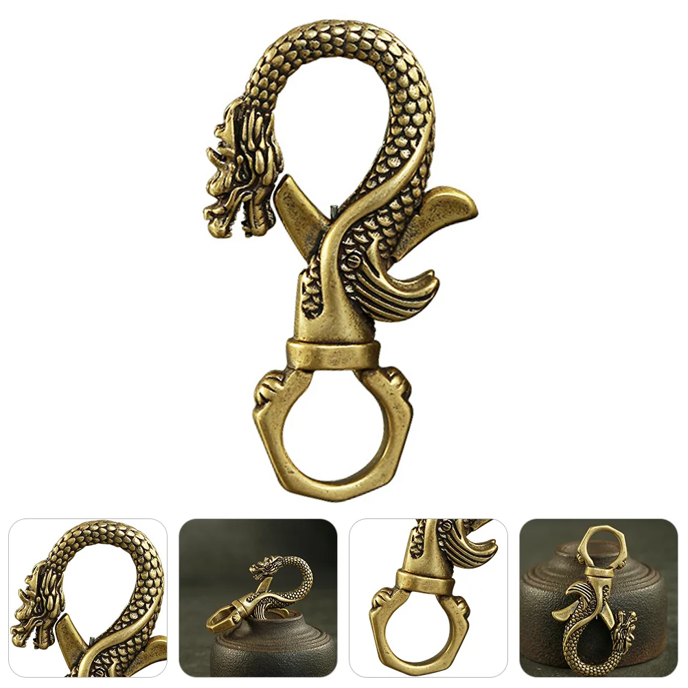 Key Chain Heavy Duty Brass Swivel Ring Clasp Rotary Buckle Creative Dragons Trigger High Load-bearing