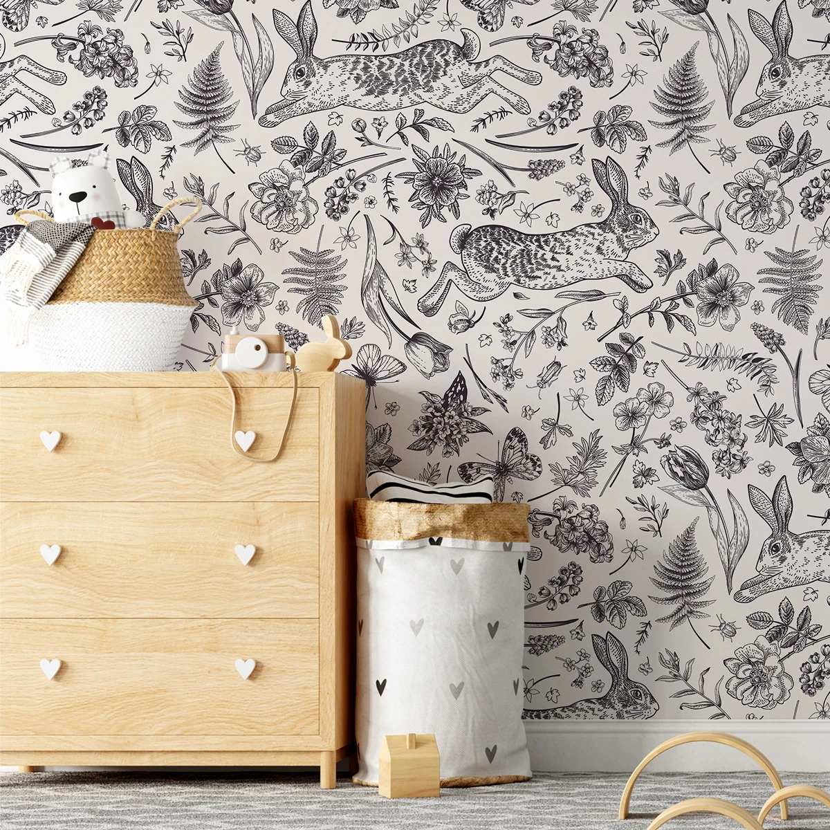 

Пользовательские обои с растениями, животными, кроликами для украшения гостиной, дивана, телевизора, искусство 3D, роспись, домашний декор