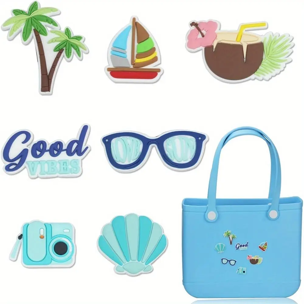 

7Pcs Bag Charms for Rubber Beach Tote Bags Summer Beach Themed Beach Bag Decoration Accessories for Women