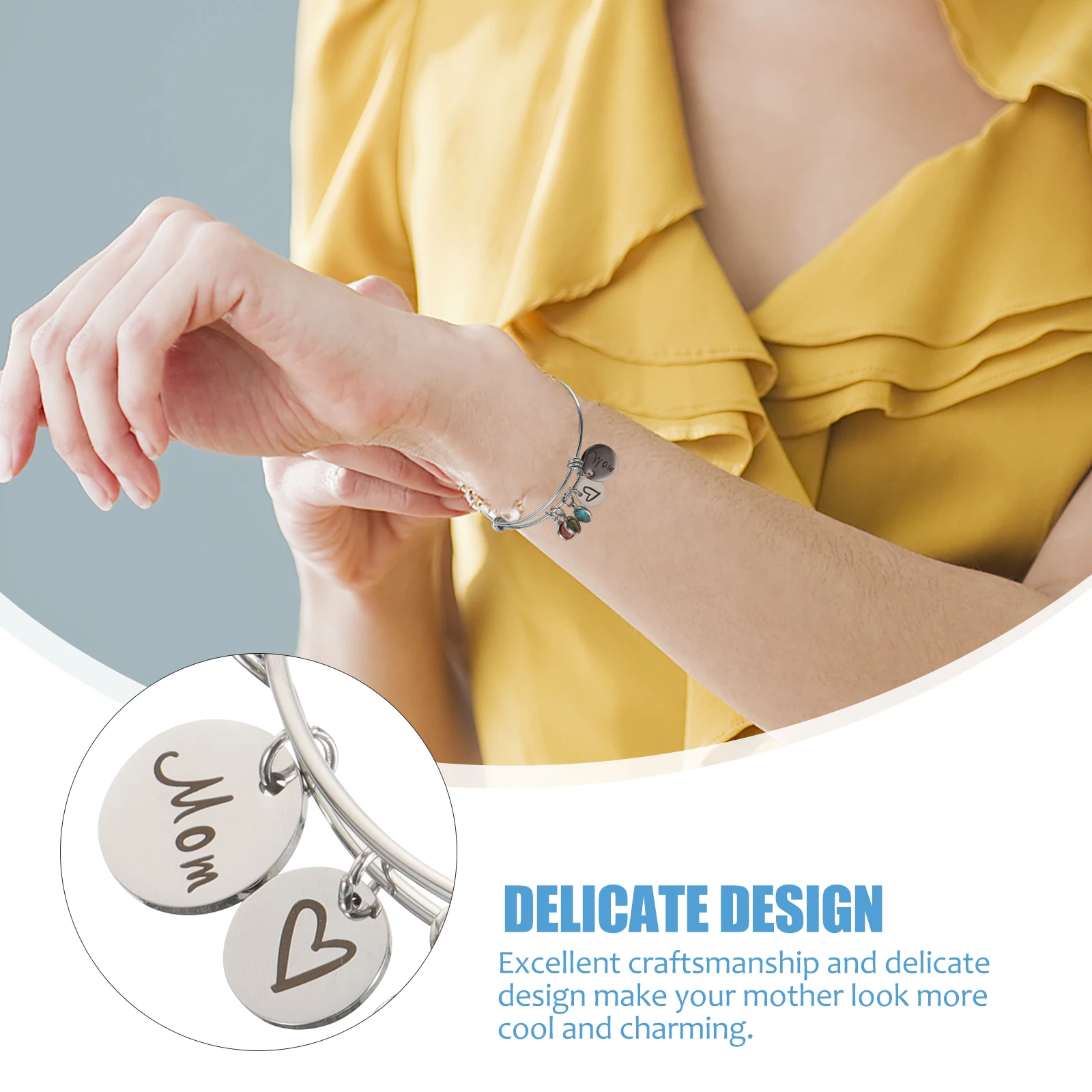 

Birthstone Bracelet for Women Mom Daughter Alloy Jewelry Gift Rustproof Durable Birthstone Bracelet for Mother's Day Birthday