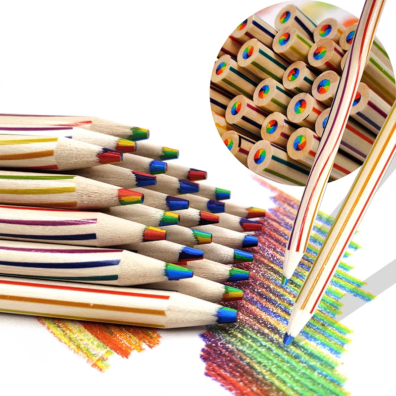 

1PC Gradient Rainbow Pencil Painting Crayon Seven-color Core Pen For Pencils Art Drawing Coloring Sketching Stationery Supplies