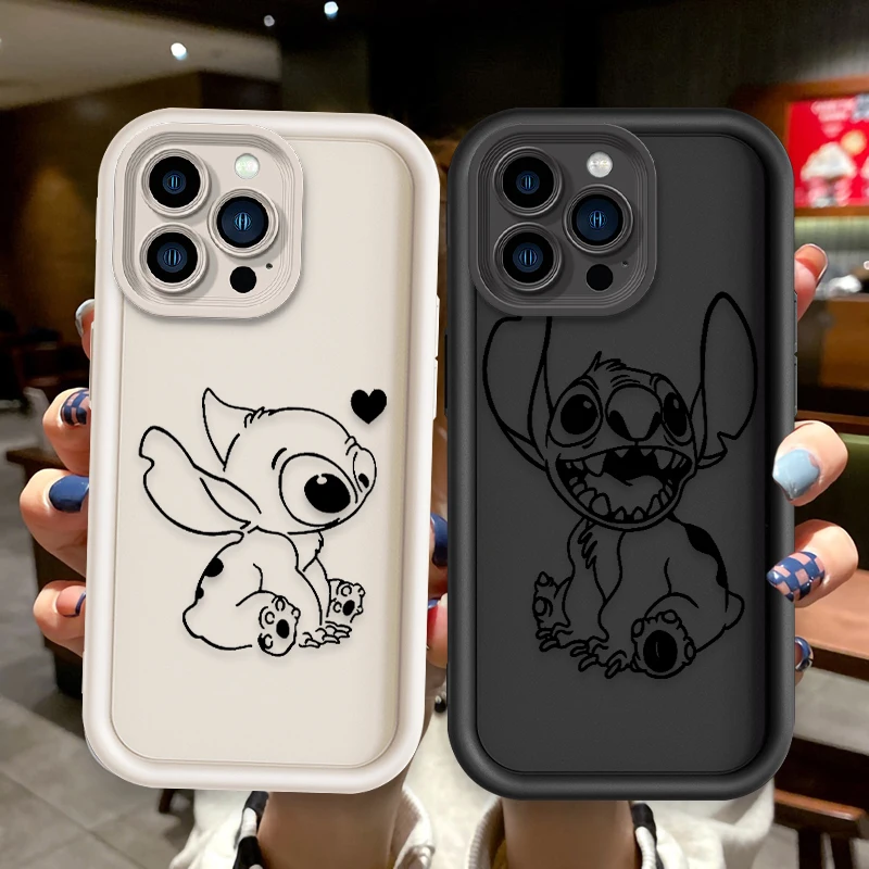 Disney Angel Stitch Couple Phone Case for IPhone 16 15 14 13 12 11 Pro Max Mini XR XS X 7 8 Plus Soft TPU Back Cover