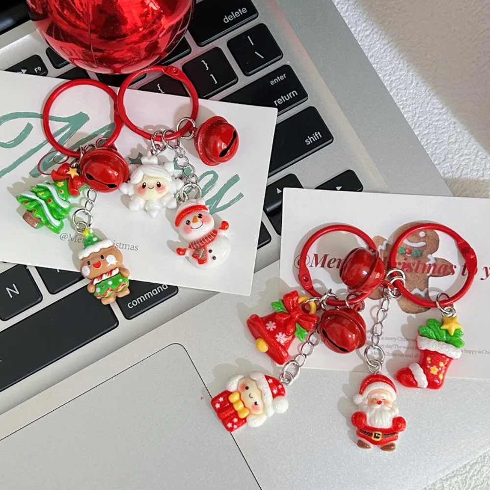 

5PCS Christmas Key Pendant New Santa Gingerbread Man Holiday Gift Accessories Bag Decoration Small Pendant