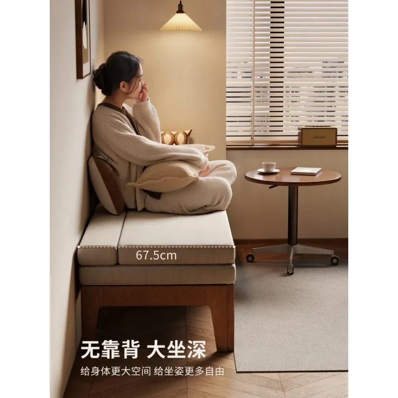Folding single living room small apartment sofa bed dual-purpose double study sofa folding bed solid wood