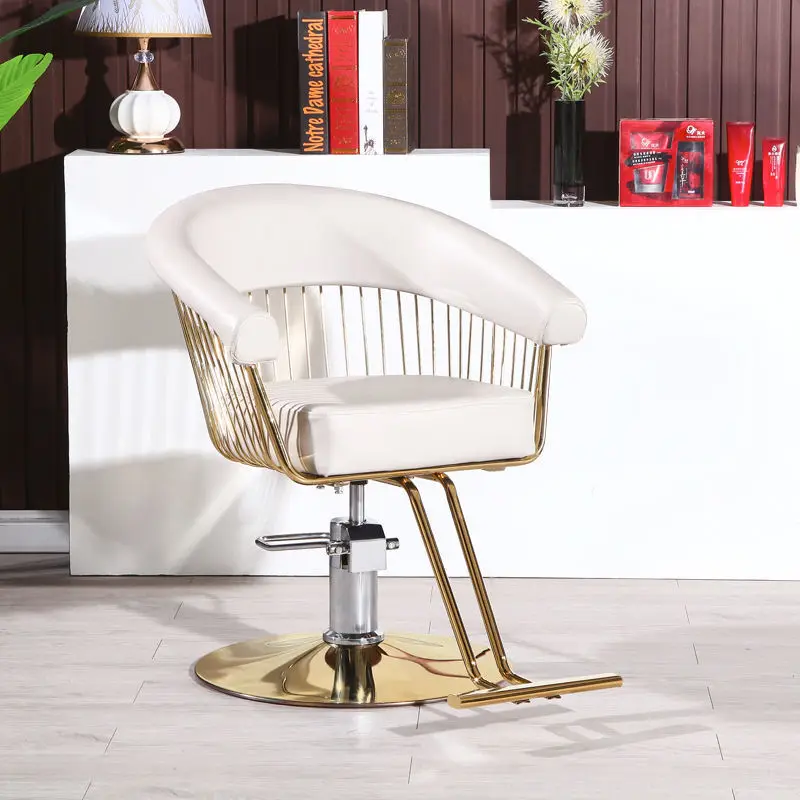 Pink Pedicure Stylist Barber Chair Salon Luxury Aesthetic Golden Barbers Armchair Rotating Mocho Cadeira Barber Equipment MQ50BC