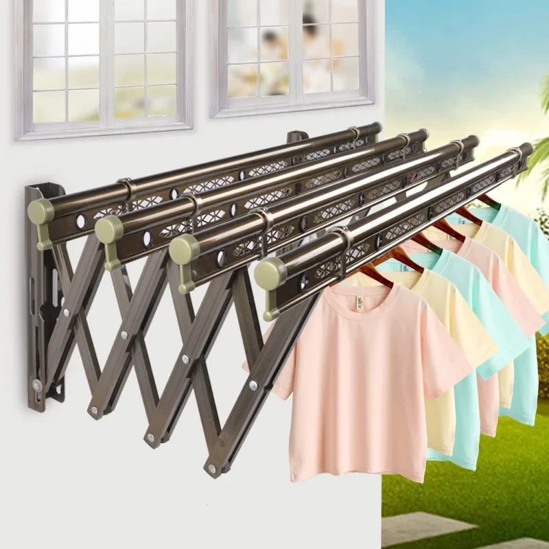 

Balcony outside Retractable Clothes Hanger Outdoor Pulling and Pushing Drying Rack Folding Quilt Hanger Outdoor Clothes Hanger