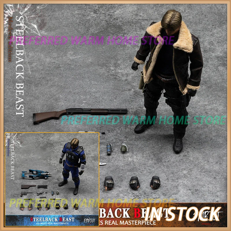 Em Estoque: Boneco Articulado Colecionável Resident Evil Biohazard - Leon STEELBACK BEAST 1/12 MILES REAL MASTERPIECE - Modelo Colecionável do Jogo