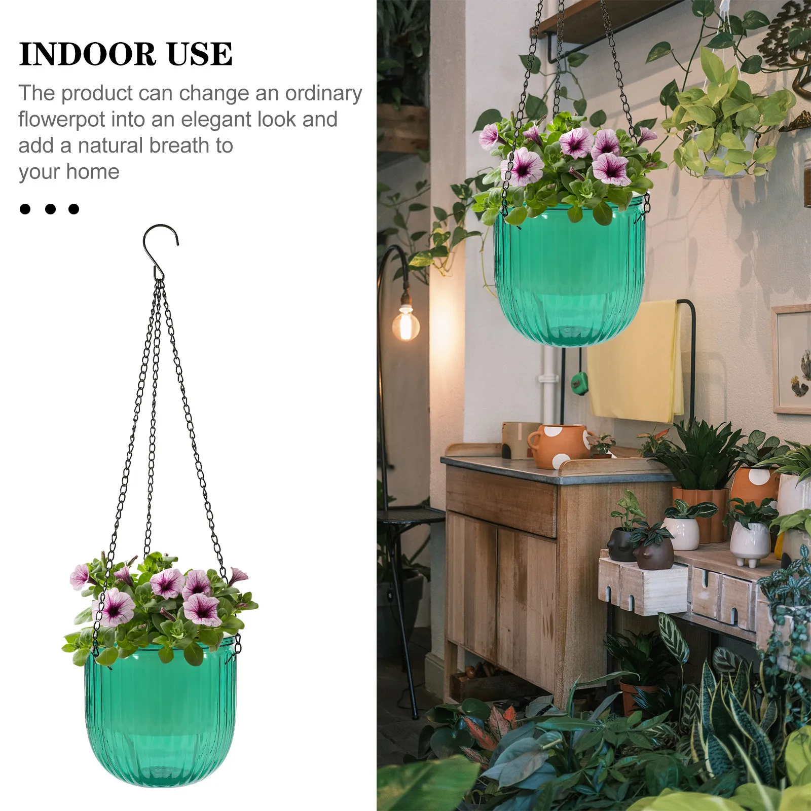 Self-Watering Hanging Flower Pot for Indoor Outdoor Use – Durable Plastic Planter for Balcony, Garden, Home, Office