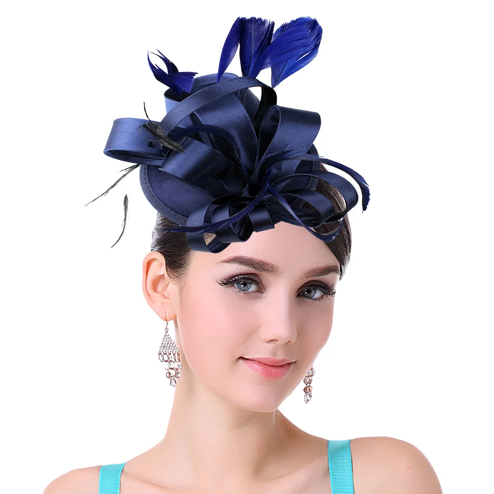 Women Fascinator Hat with Clip Phillbox Feather Hair Clip Kentucky Derby Cocktail Tea Party Hair Accessories Ladies Headwear