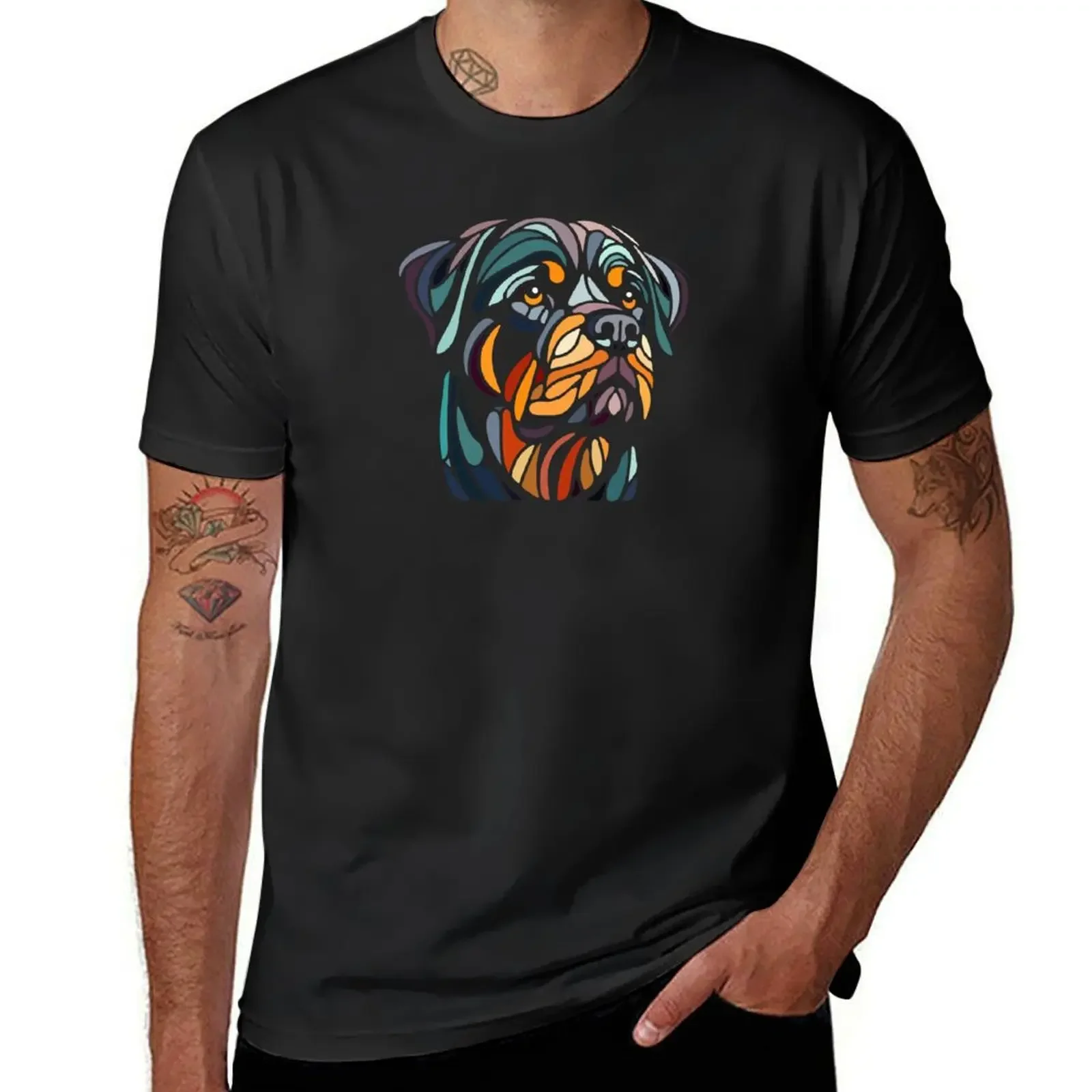 Rottwieler dog, rott, rottie geometric art, pop art, Polygonal illustration T-Shirt anime tshirt fruit of the loom mens t shirts