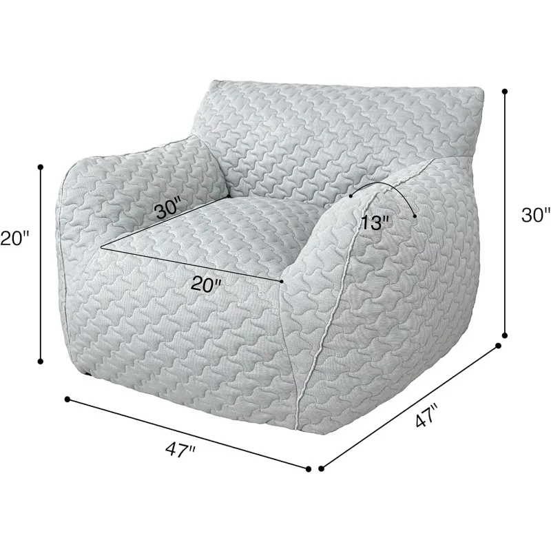 Bean Bag Chair, with Armrests, Couch Stuffed High-Density Foam,3D Quilted Fabric for Adults in Livingroom,Bedroom