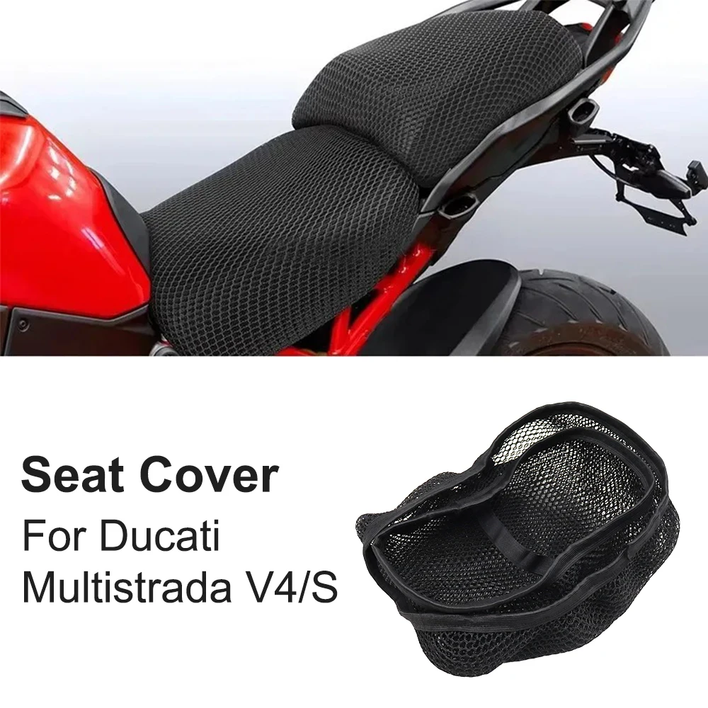 For Ducati Multistrada V4 V4S Rally Motorcycle Seat Cover 3D Mesh Fabric Non-Slip Breathable Heat Insulation Protection Cushion