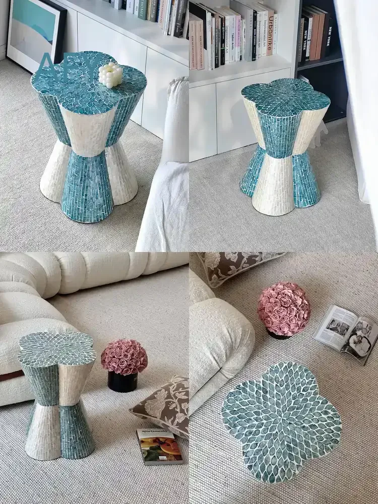 for Furniture Home Living Room Sofa Side Tea Table Blocked Handmade Natural Seashell Multi Purpose Seat Pier Coffee Tables