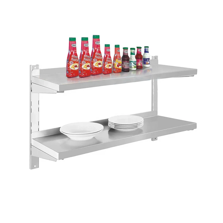 

Double-layer stainless steel kitchen cutlery rack hanging storage wall shelf wall-mounted shelf