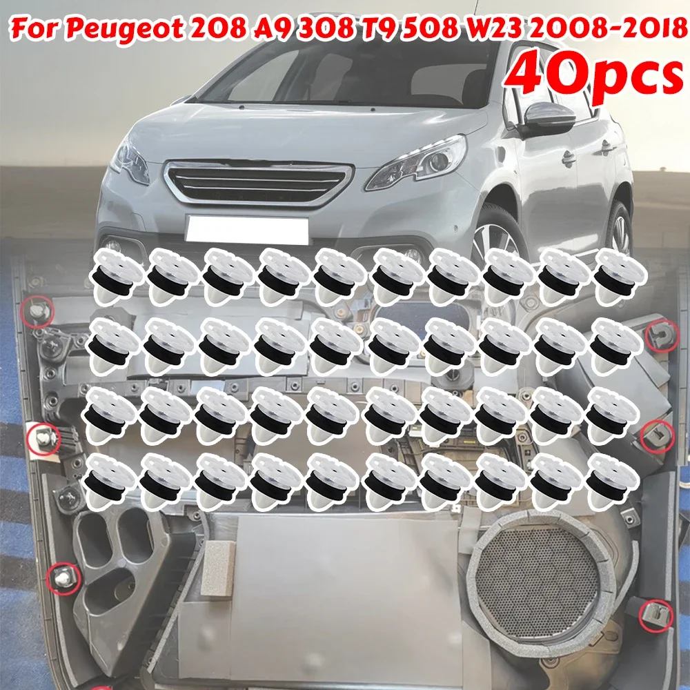 

40Pcs Door Panel Card Trim Clip Fastener Rivet For Peugeot 208 A9 308 T9 508 W23 2008 A94 2012 2013 2014 2015 2016 2017 2018