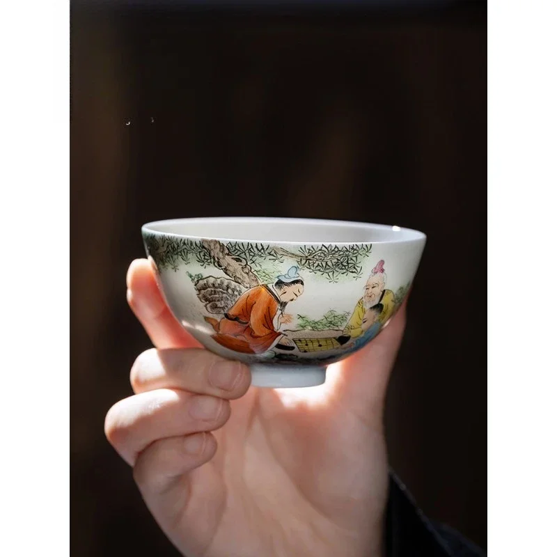 Single cup hand-painted pastel characters, personal cup Jingdezhen tea set