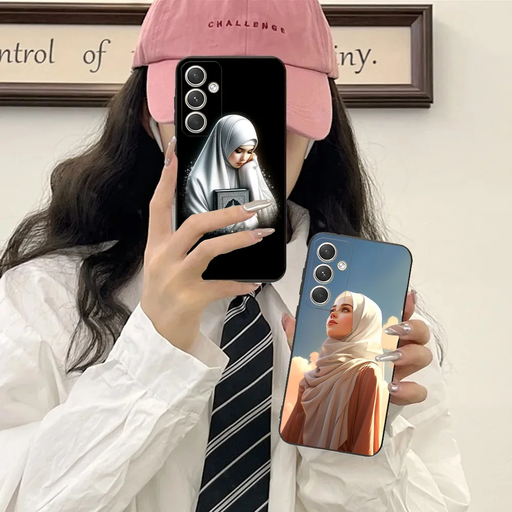 

Muslim Arabic Hijab Gir Phone Case For Samsung Galaxy A20,A21s,A22,A31,A32,A52,A53,A72,73,A80,A91Soft Black Cover