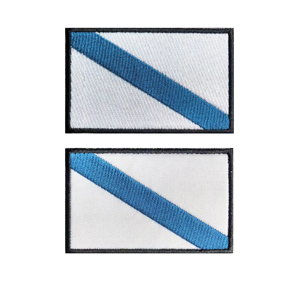 1PC Galician Flag Galicia Armband Embroidered Patch Hook & Loop Or Iron On Embroidery  Badge Cloth Military Moral Stripe