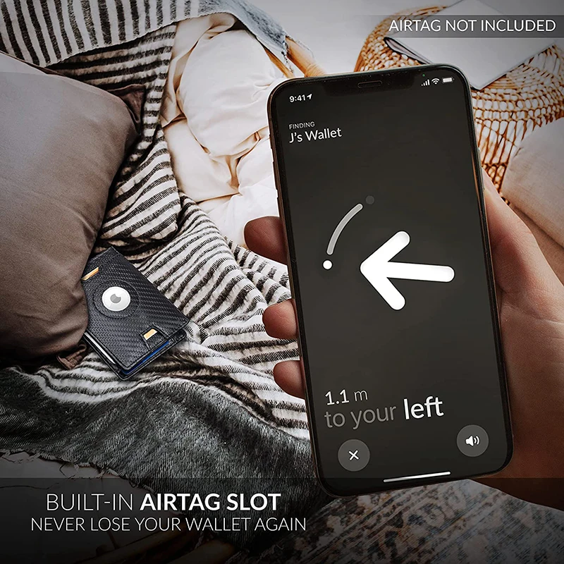 남성용 럭셔리 에어태그 카드 가방, 탄소 섬유 비즈니스 에어태그 지갑, 분실 방지 지갑, RFID 차단, ID 신용 카드 가방