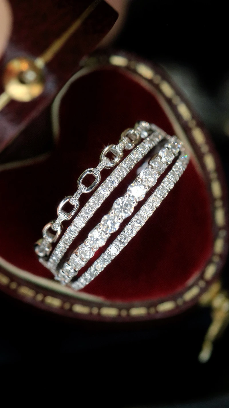 LUOWEND 100% 18K الذهب الأبيض خواتم فاخرة لامعة تصميم 0.68 قيراط الماس الطبيعي الحقيقي خاتم الخطوبة للنساء غرامة مجوهرات #2