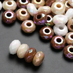 20Pcs 15mm White Brown Acrylic Round Big Hole Beads Loose Spacer Bead For DIY Necklace Bracelet Earring Jewelry Making Accessory