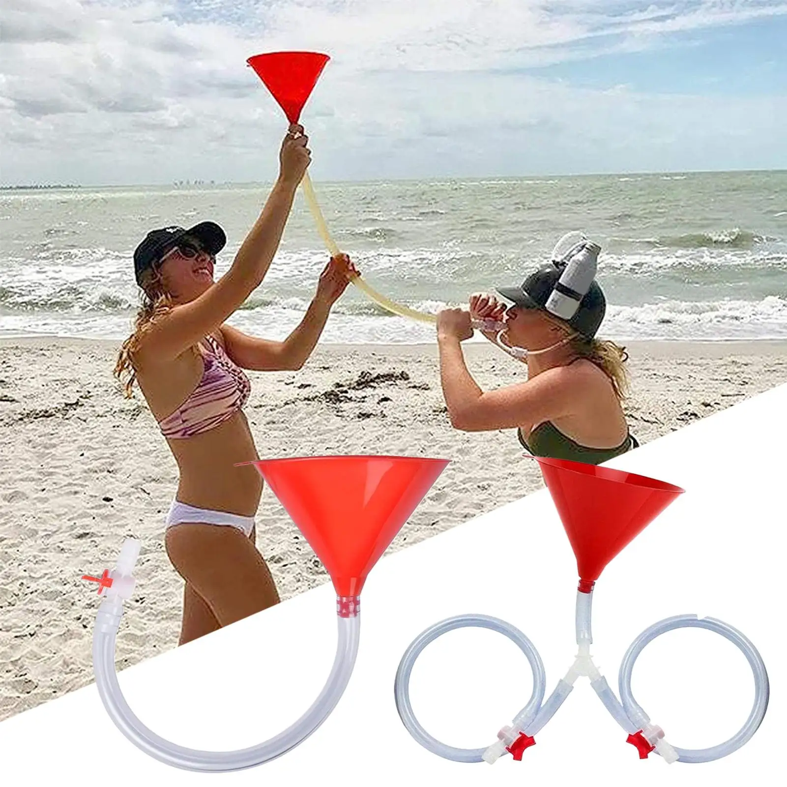 Funnel For Drinking Beer Funnel With Sealing Valve Group Activity Leak-Proof Drinkware With Hose For Men Couples Women Students