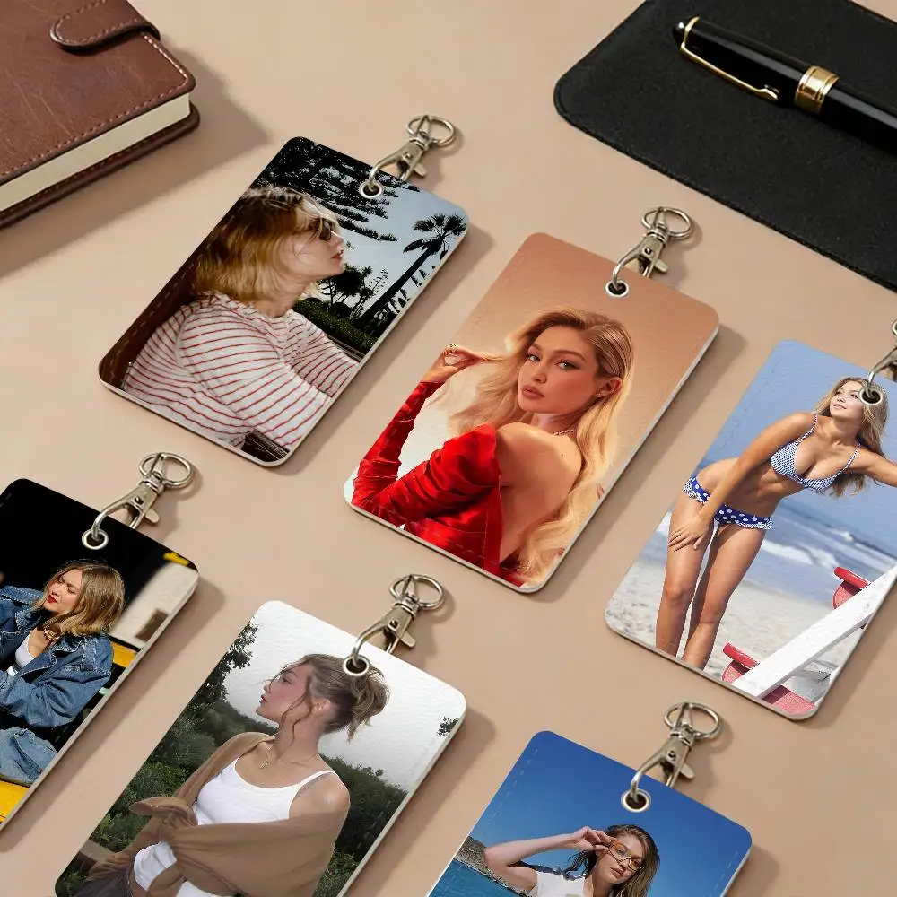 SuperModel G-gigi G-guest PU Leather Card Holders Anti-lost Student ID Protective Cover Cases Campus Access Cards Key Chain