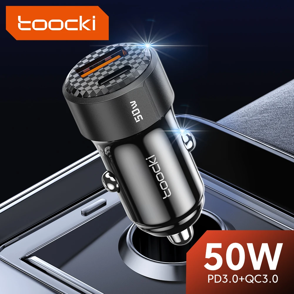 Toocki 50W USB C Car Charger Type C PD20W QC3.0 Car Phone Charger Fast Charging For iPhone Samsung Xiaomi Huawei