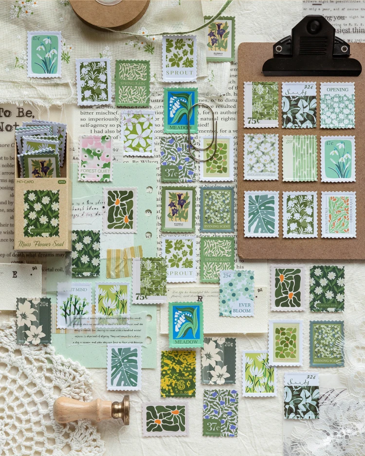 50 Stück/Box Relief-Blumenaufkleber im Stempelstil, Collage, Junk Journal, DIY, Scrapbooking-Zubehör, Ästhetik, Deko-Aufkleber – Detail 10