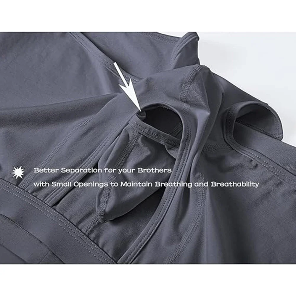 Jinshi Men's Dual Pouch Underwear Short Leg Bulge Boxer Briefs Separated Pouch Modal Trunks Men Underpants